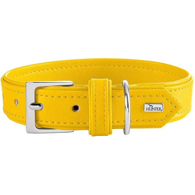 HUNTER Collar para Perro Amalfi, Color Amarillo, Vegano, Piel sintética con Aspecto de napa, Suave