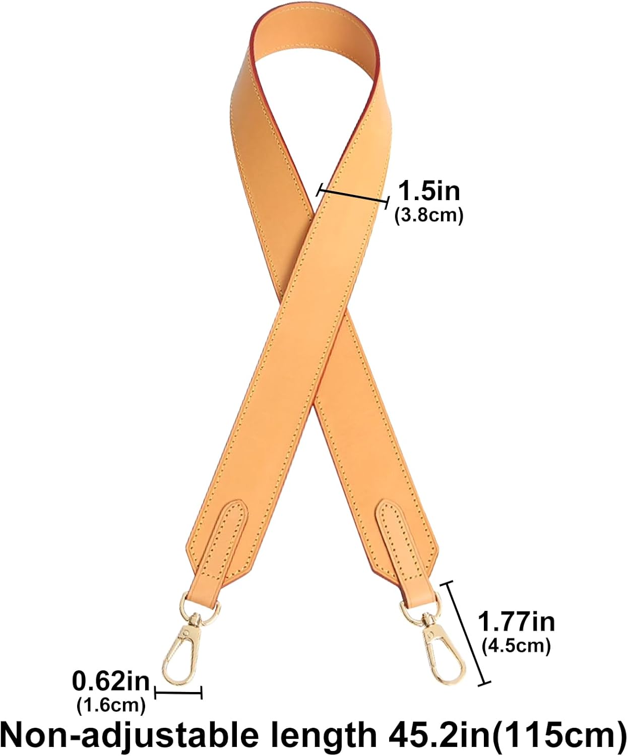 jiesinlov Vachetta Leather wide Straps Crossbody Replacement Bag Shoulder Strap for Neverful Graceful Speedy25 30 35 Tote Handbag Wide shoulder straps(Beeswax-115) - Image 3