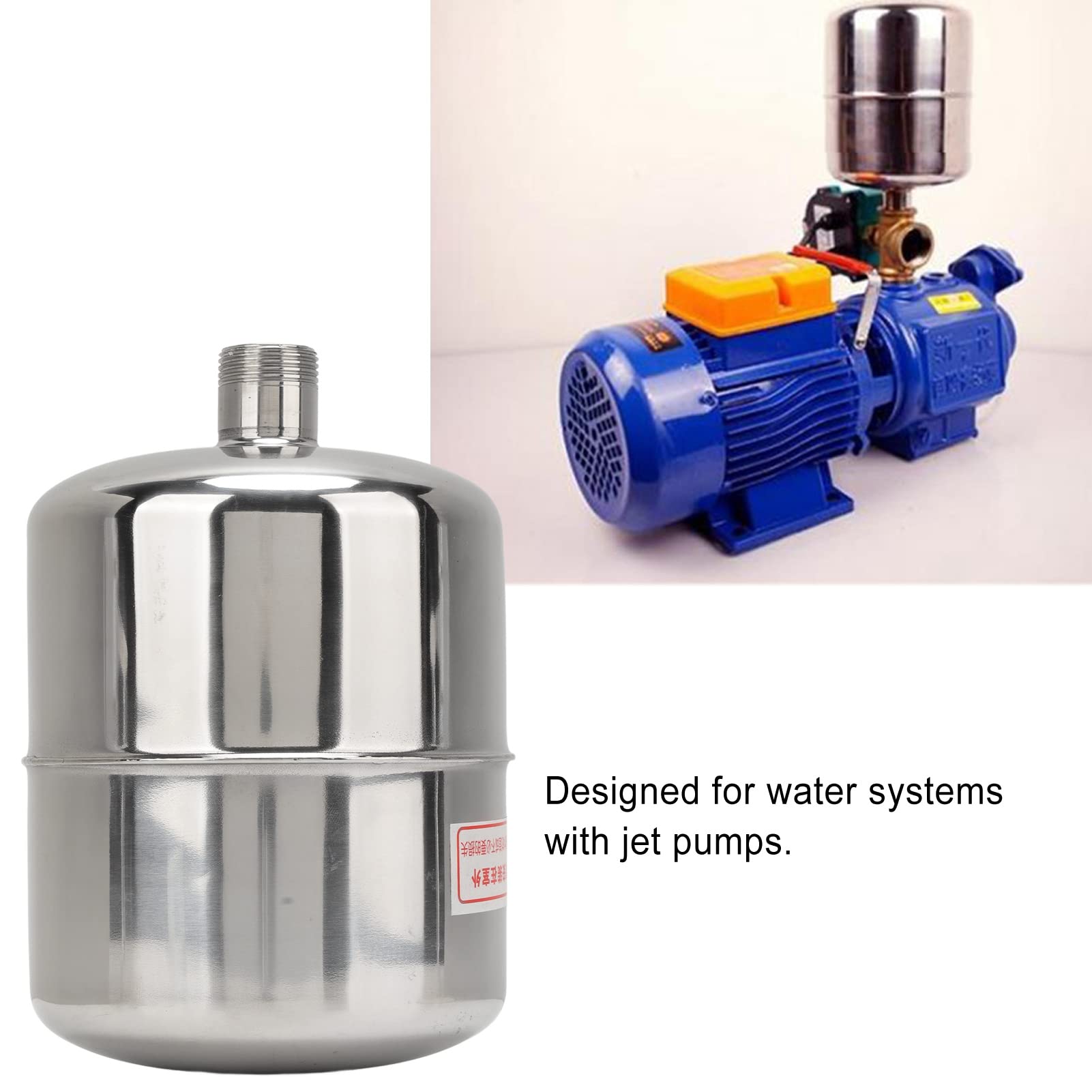 Depósito de presión de 2 L, acero inoxidable, depósito de presión para bomba de agua, depósito de aire comprimido, para bomba de membrana autocebante, interruptor de presión, accesorios