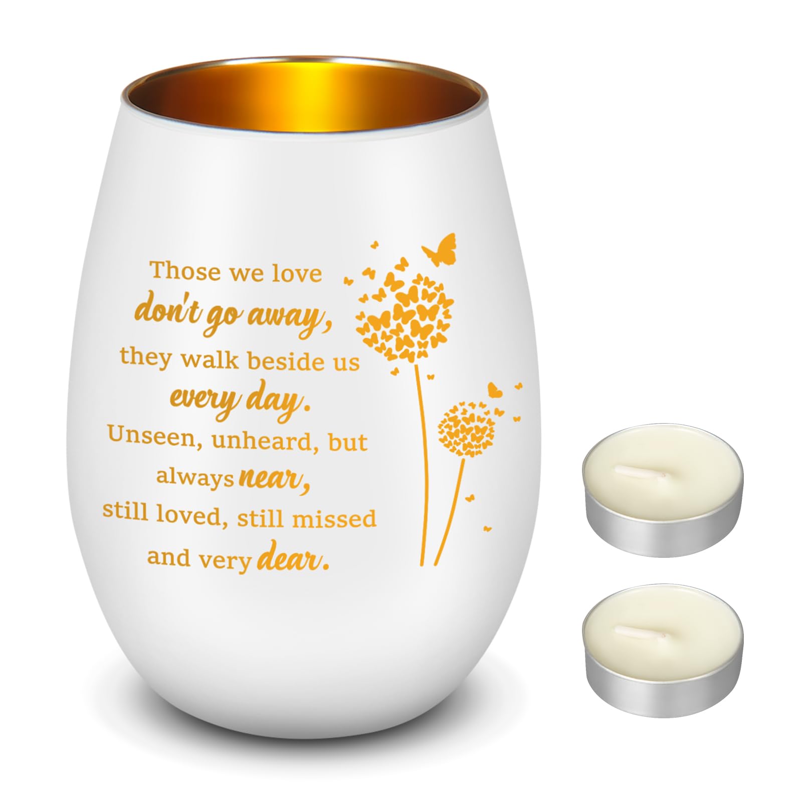 BBTO Sympathy Gift Glass Tea Light Candle Holder Love Don't Go Away Bereavement Candle Holder for Loss of Loved Encourage Get Well Soon Condolence Support Gift for Loss of Mum Dad(White)