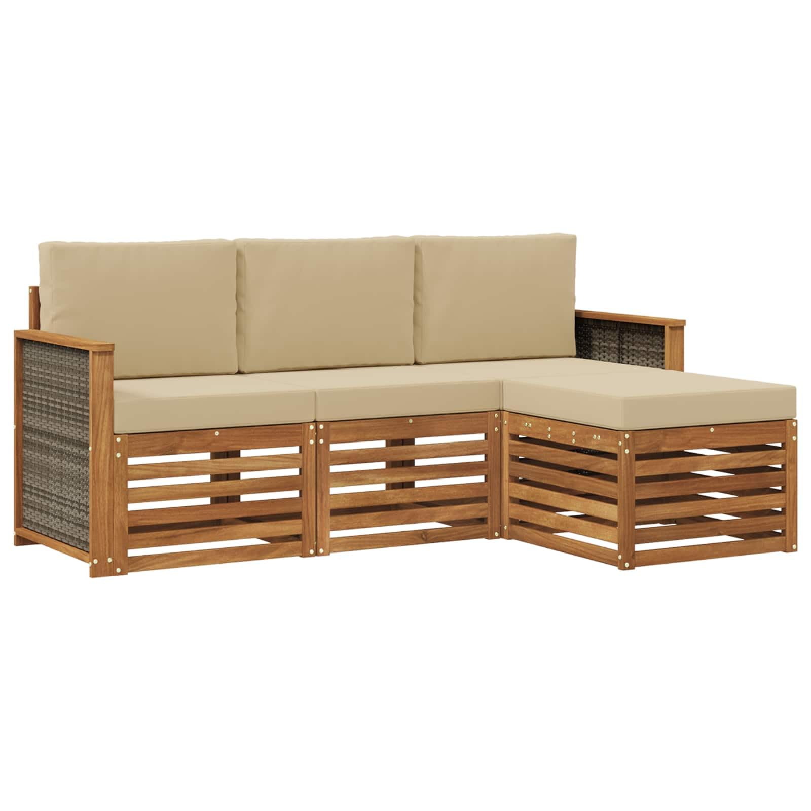 Mobilier de terrasse moderne et ensemble de canapés d'extérieur en bois sectionnel