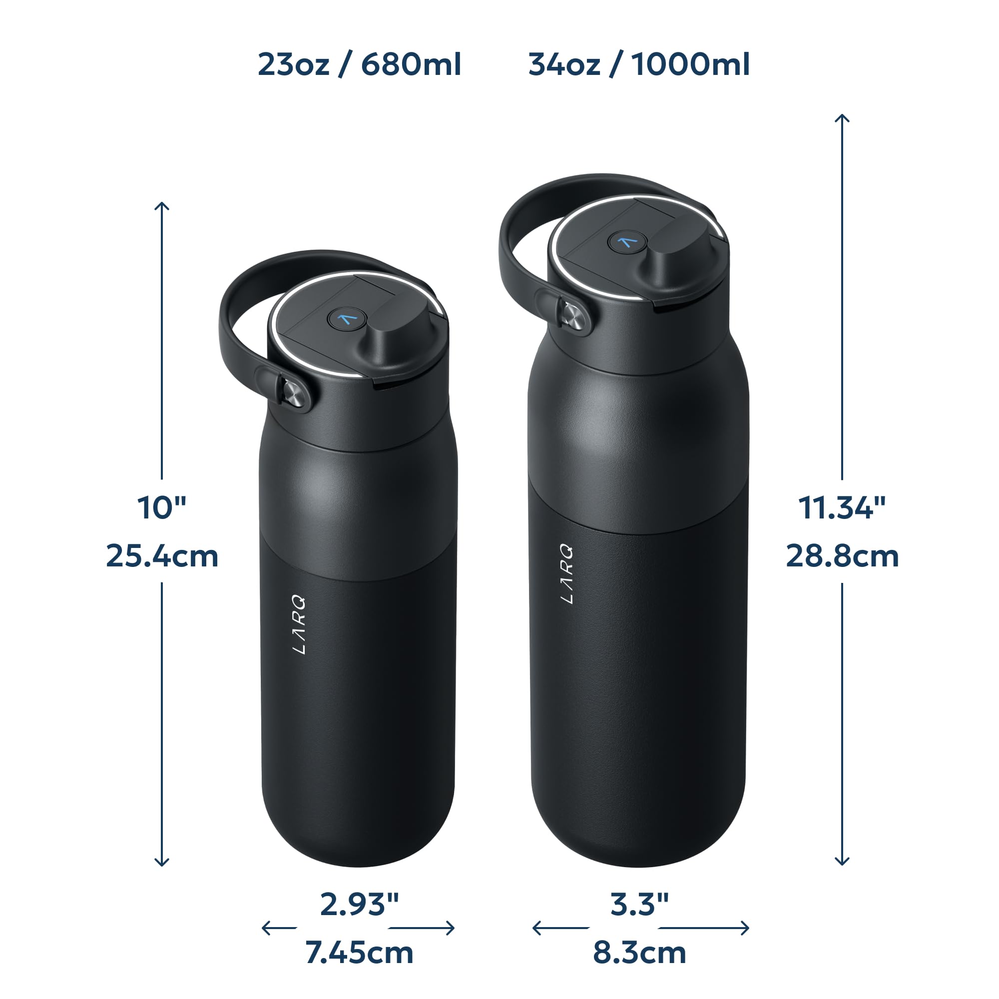 LARQ PureVis 2 Botella de Agua Inteligente con Filtro - Autolimpiable UV, Seguimiento de Hidratación vía App, Acero Inoxidable Aislado – Garantía 2 Años – 1 Litro