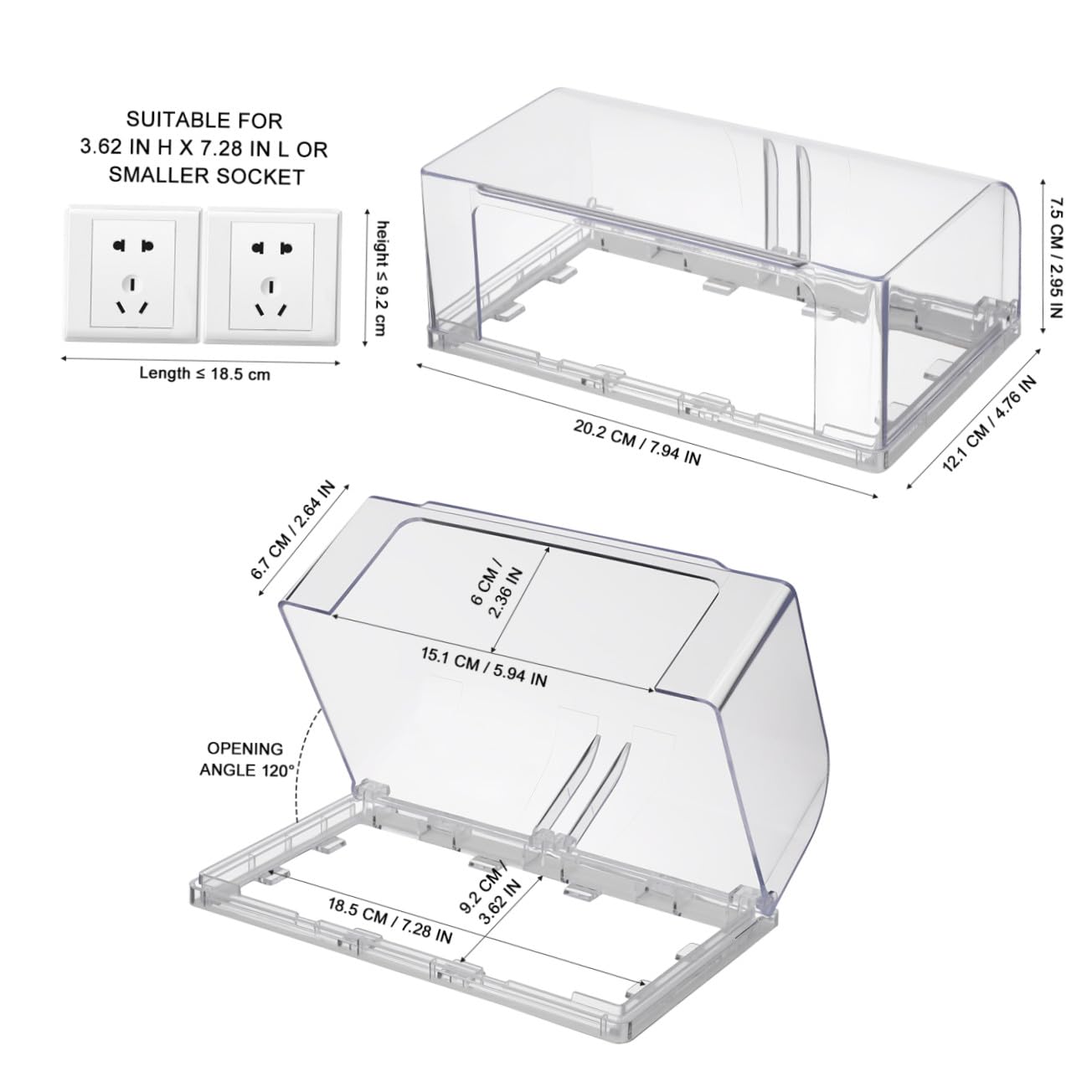 Veemoon 4 Pcs Waterproof Socket Box Double Position Outlet Cover Adhesive for Home/Commercial/Industrial