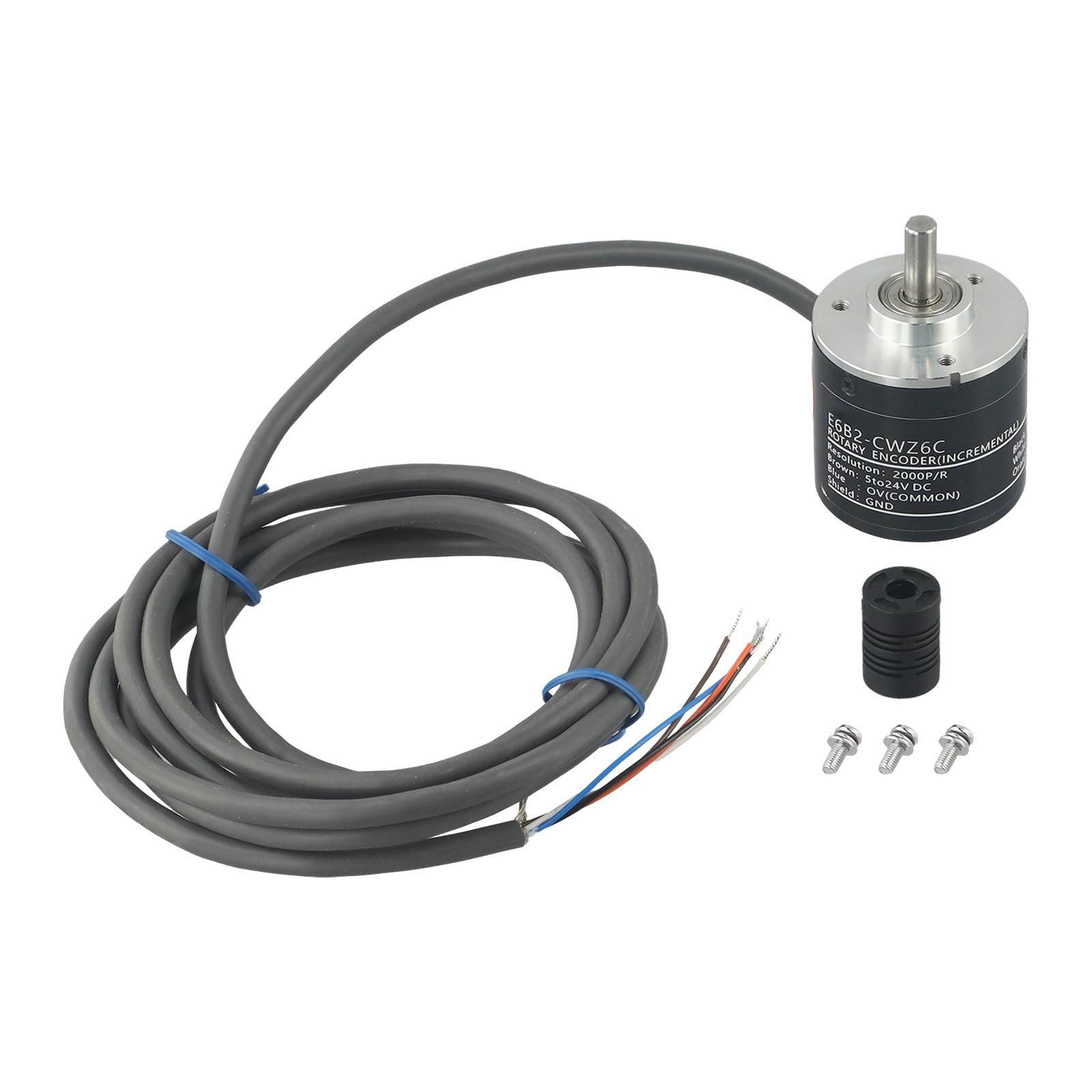 Codificador industrial 2000 P/R E6B2-CWZ6C de 5 V con carcasa metálica y eje de 6 mm para PLC
