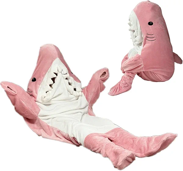 Shark Sleeping Bag - Wearable Fleece Throw Blanket for Adults & Kids - Cosplay Shark Costume Gifts