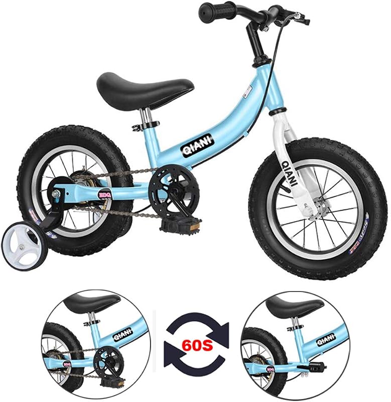 Qiani ペダルなし自転車 子供用自転車 キックバイク 2-in-1 2 3 4 5 6 7歳の男の子女の子適し12 14 16インチ ペダルとハンドブレーキ付き 青赤ピンク