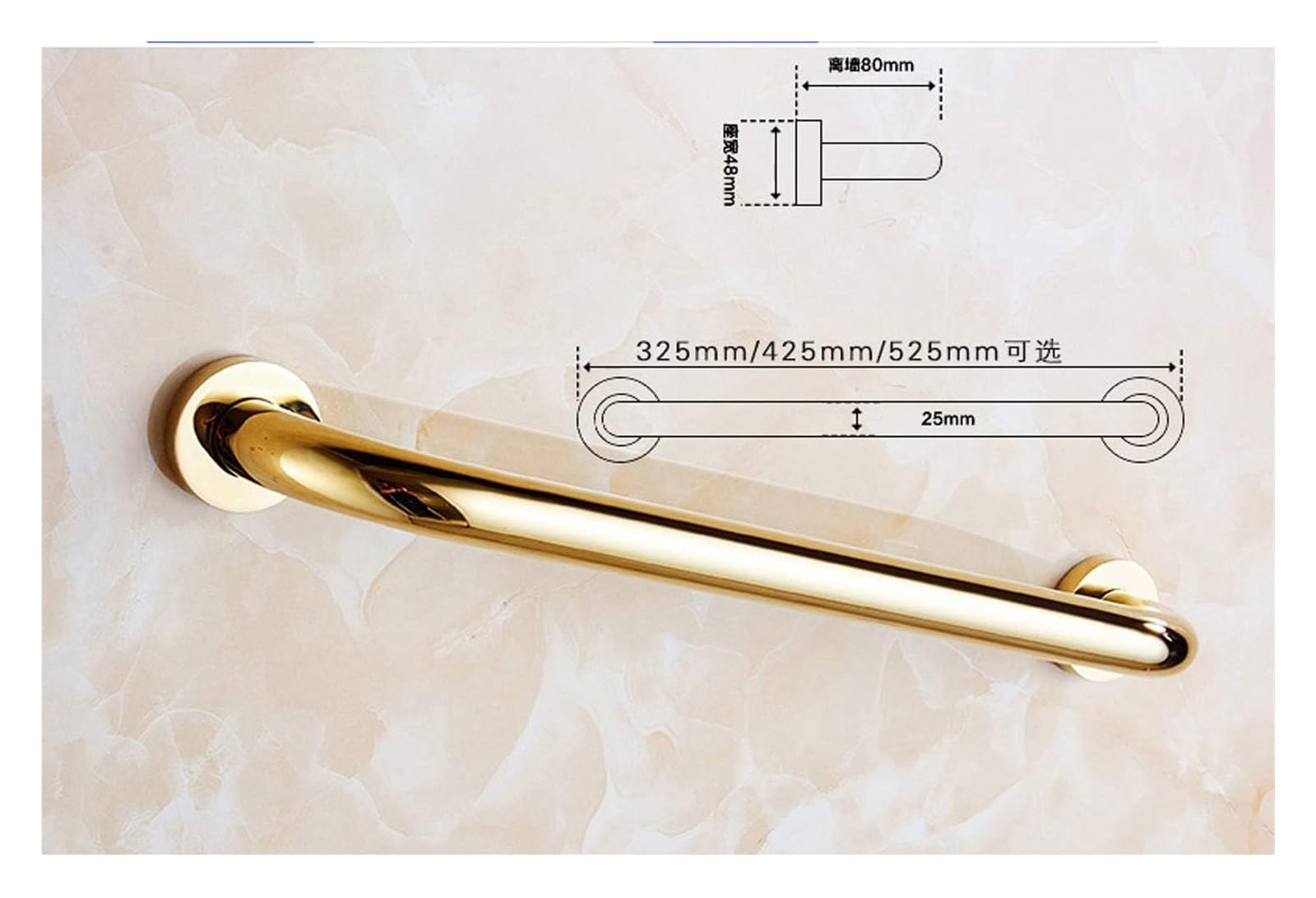 Agarraderas Baño, Barra de Agarre para Baño, Barras de Apoyo Manija Soporte de Seguridad Pasamanos, Barra de Apoyo for baño, Pasamanos de Cobre Completo, Barra de Apoyo sin barreras(32.5cm)