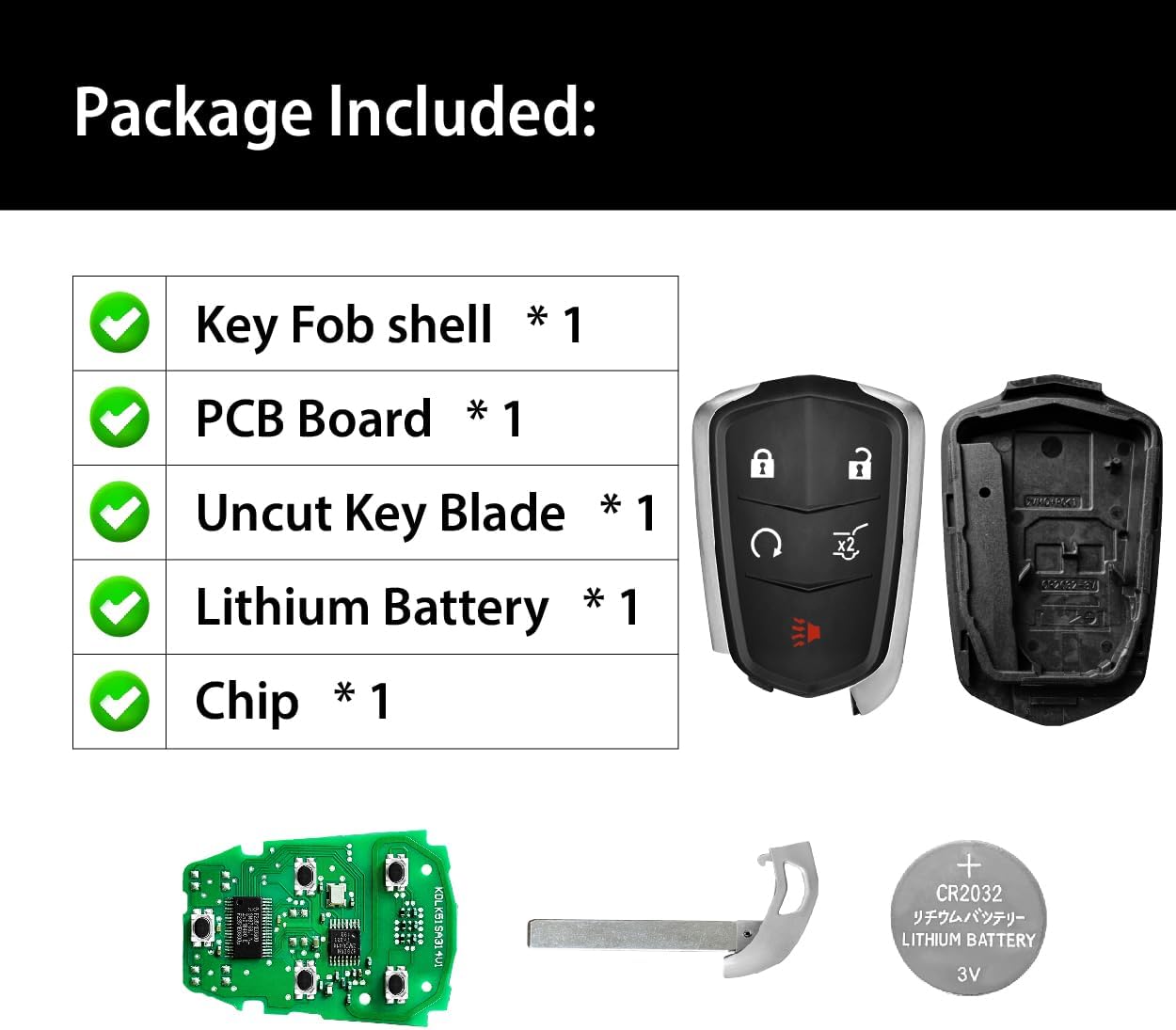 Car Key Fob Remote Keyless Entry Control HYQ2EB 433MHz 5 Button Replacement for 2015-2020 Cadillac XT5 XTS XT4 SRX - Image 6