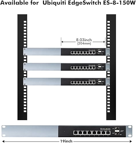 Miniatura 2 de MokerLink Kit de montaje en rack de 1U compatible con interruptores Ubiquiti, orejas de montaje en rack para interruptor EdgeSwitch ES-8-150W de 8