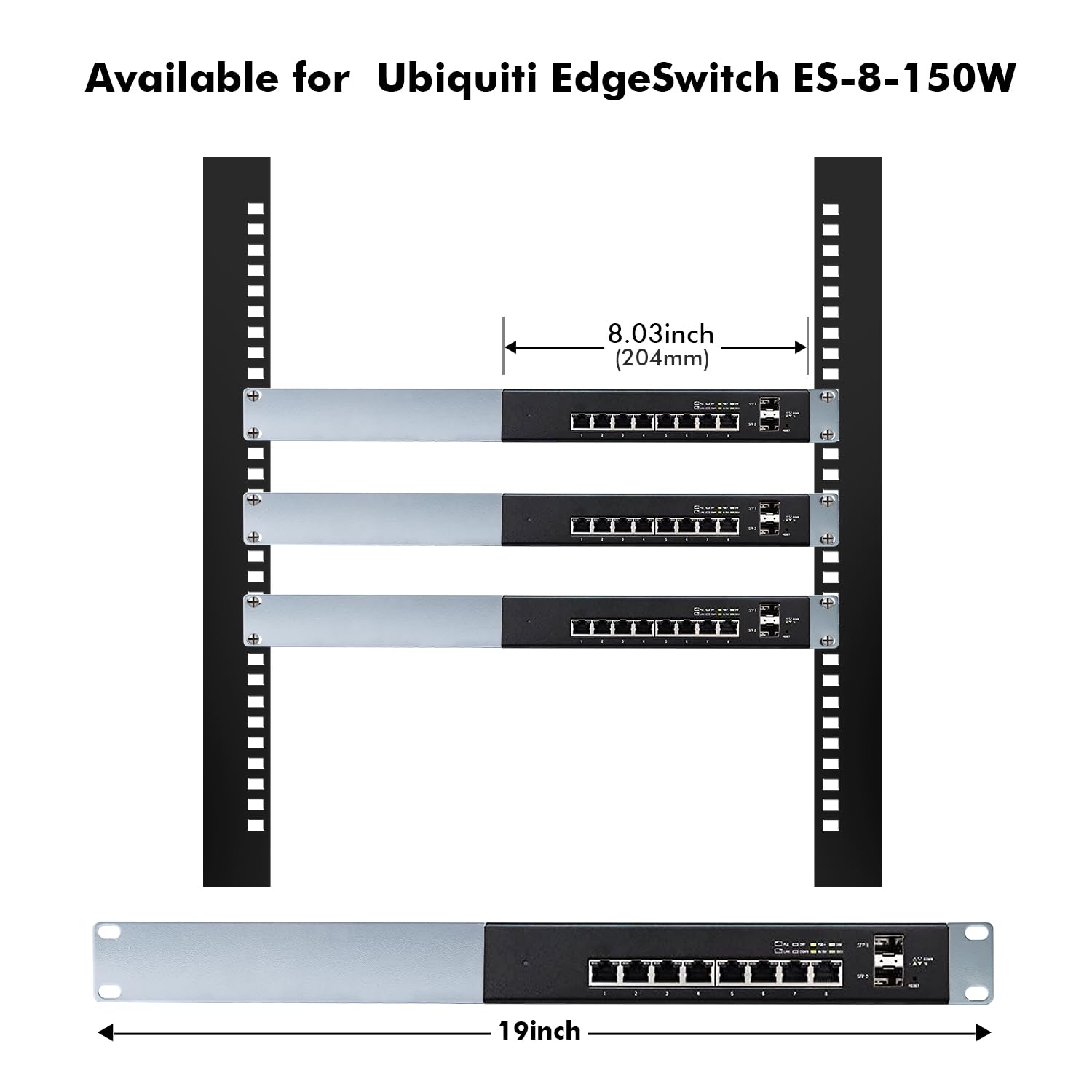 MokerLink 1U Rack Mount Kit Compatible for Ubiquiti Switches, Rackmount Ears for EdgeSwitch ES-8-150W Switch 8 Port and for US-8-150W UniFi Switch 8 Port