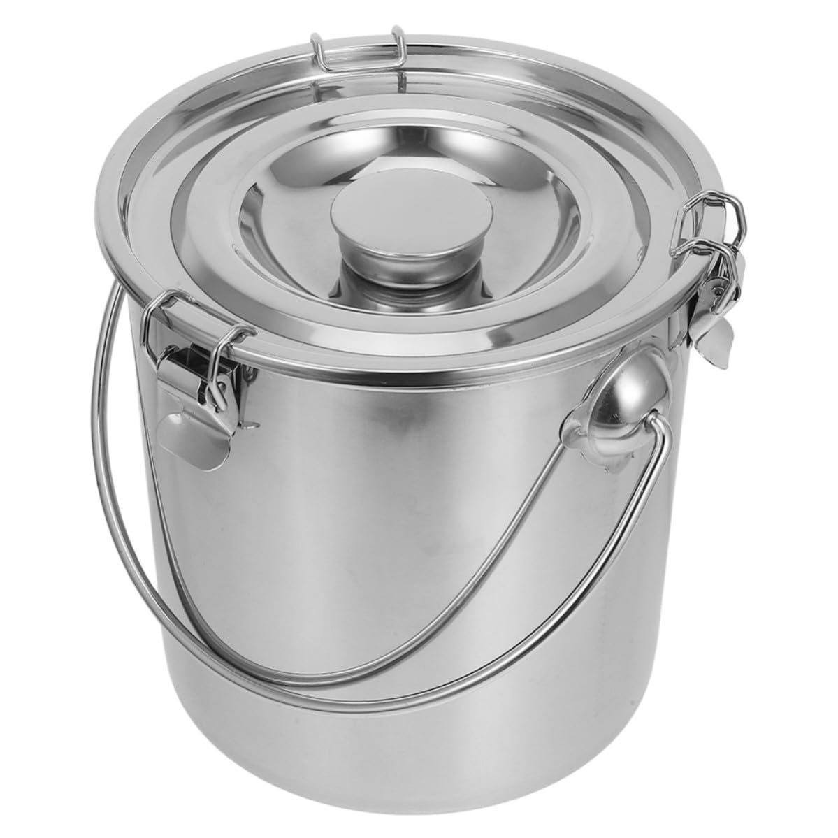 Seau Alimentaire Contenant Polyvalent avec Couvercle Étanche 9l en Acier Inoxydable et pour Conservation pour Riz, Lait Huile Transport