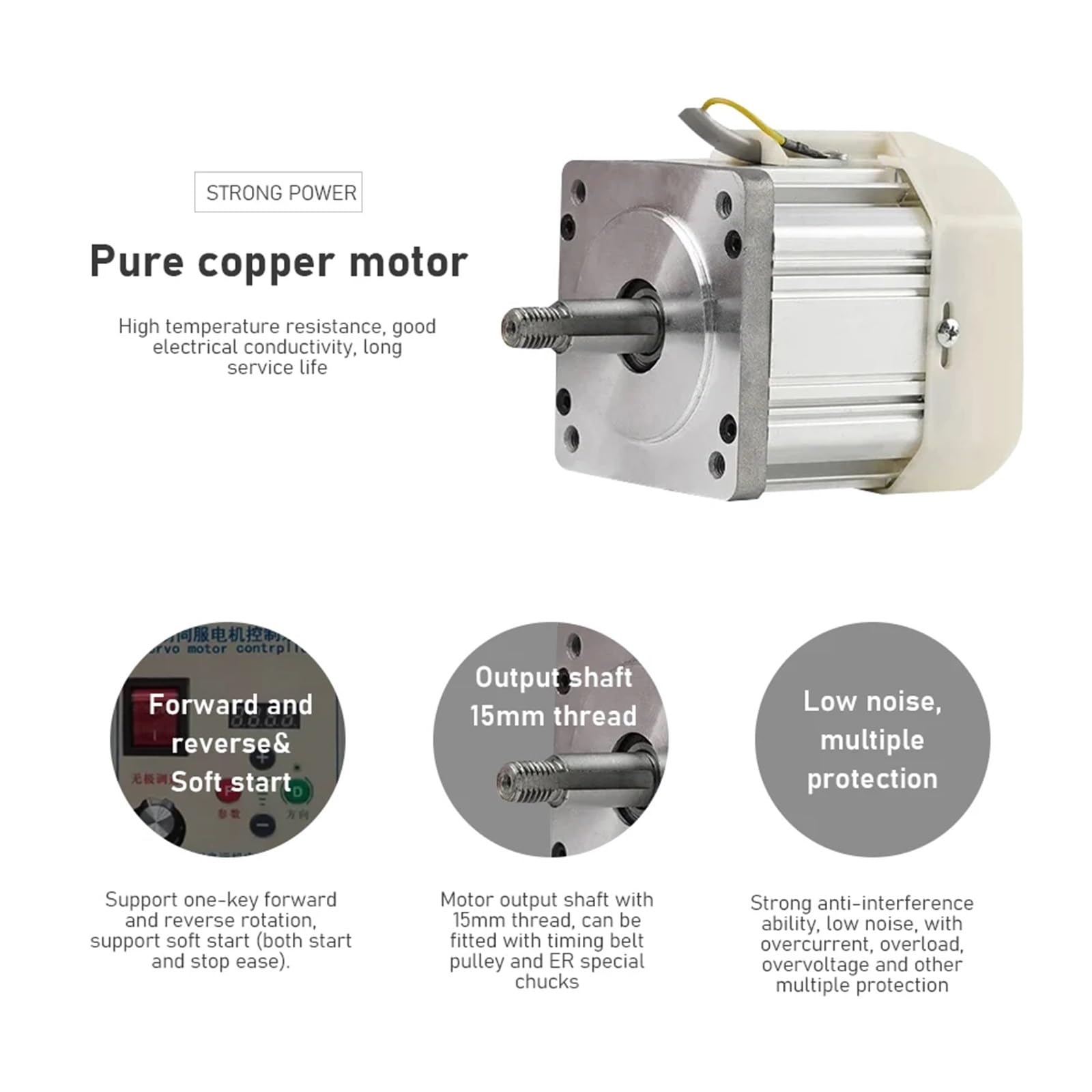 Kit de servomoteur sans balais, moteur réglable 550W 750W 1100W 2y200W for Machine à coudre et machines tour,Durabilité