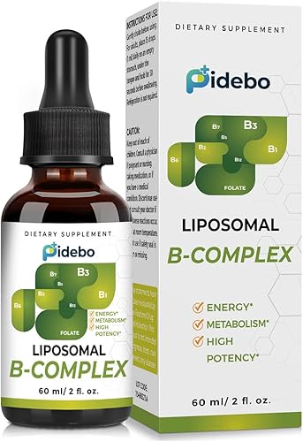PIDEBO High Potency Vitamin B Complex with Active Forms of All B Vitamins-2 Month Supply60ML-Liposomal B Complex Liquid Vitamins -B1 B2 B3 b5 B6
