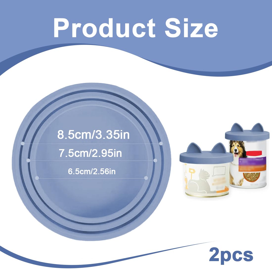 Coperchi in Silicone per Lattine di Cibo per Cani e Gatti, 2 Pezzi, Tappi per Lattine con Taglia 3 in 1, riutilizzabili, Dimensioni Universali, Coperture Silicone per lattine animali domestici