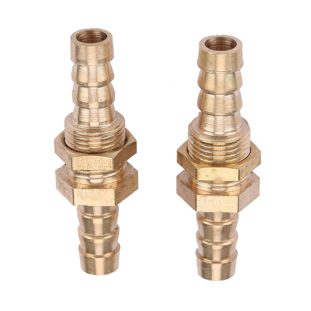 Seafront Gold 2 Pcs Hose Barb Brass Bulkhead Pipe Fitting Coupler Connector Adapter For Pipe Connection(6Mm)