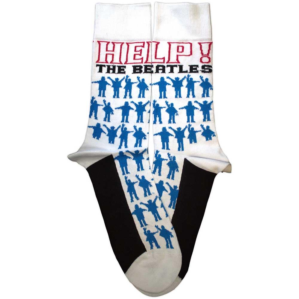 Rock Off Officially Licensed Products Men's White The Beatles Help Silhouettes Repeat Ankle Socks One Size