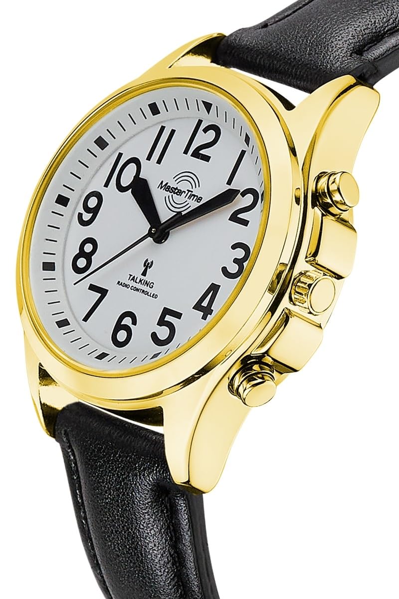 Master Time Funk Quarz Sprechende Damen Uhr Analog mit Leder Armband MTLA-10942-12L