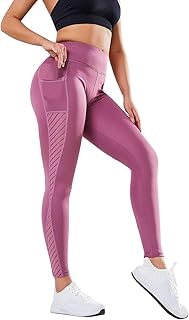 Womens High Waist Tummy Control Mesh Leggings Color Block...