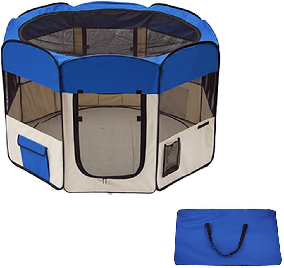 Super buy 33" Dog Kennel Pet Fence Puppy Soft Playpen Exercise Pen Folding Crate Blue Pink Wine (blue)