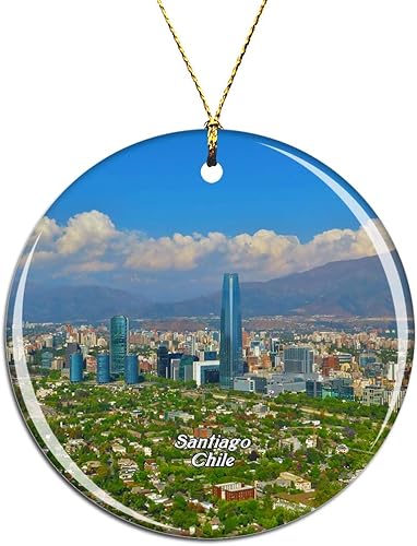Weekino Chile Santiago - Adorno para árbol de Navidad de Navidad, decoración colgante, decoración de recuerdo de viaje por la ciudad, porcelana de
