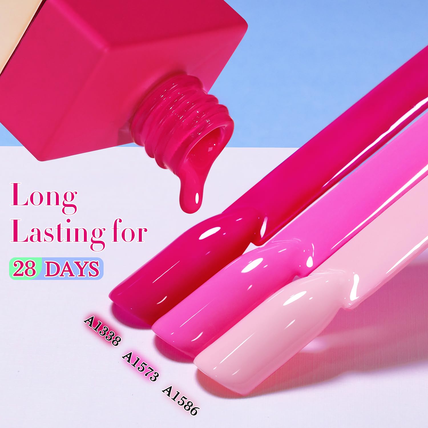 Double Rhythm Juego de 6 esmaltes de uñas de gel de 15 ml del mismo color y en el mismo frasco. Kit de manicura de gel para uñas de gel para salón de belleza y uso doméstico. Para mujeres (rosa neón