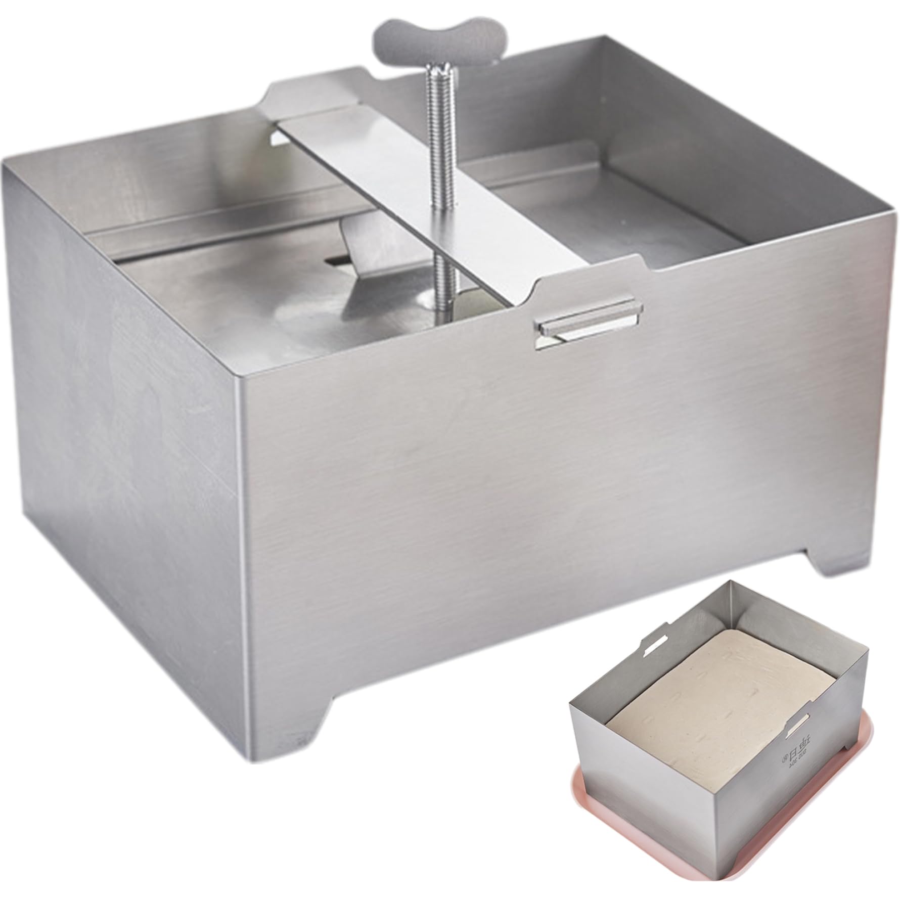 Tofu Press, appuye en Tofu en Acier Inoxydable, Fabricant de paneer réglable avec Trou de vidange et Plate