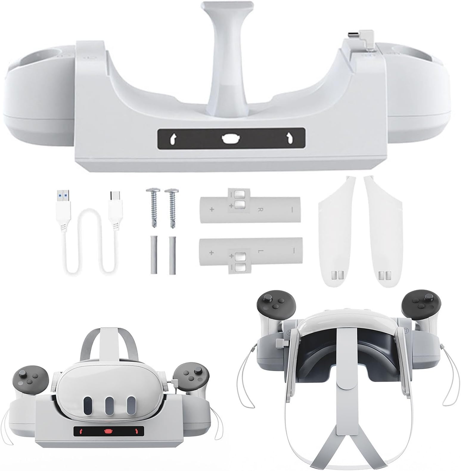 Meta Quest3 VR Headset & Controller Charging Dock Station - LED Indicator, Wall Mountable