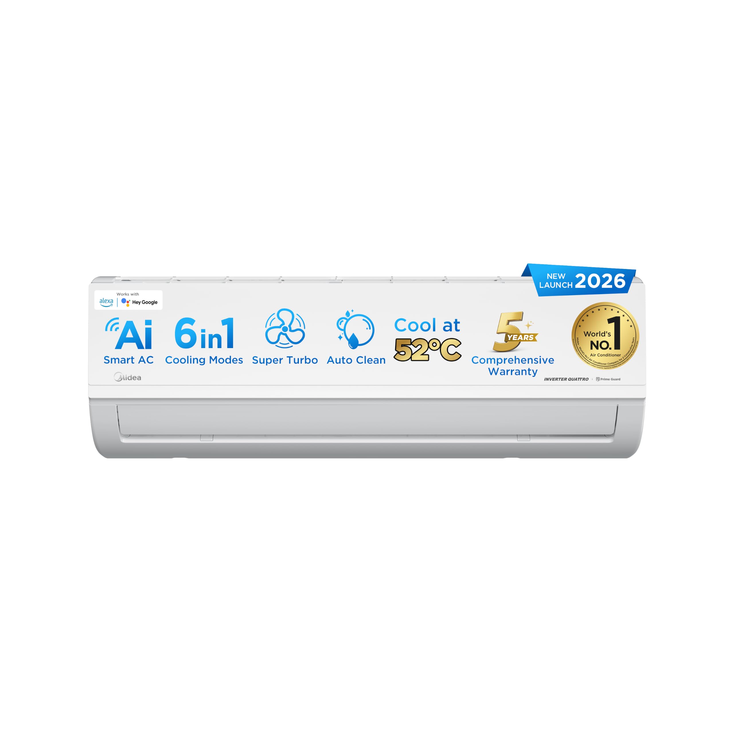 Midea 1 Ton 5 Star Wi-Fi AI Inverter Split AC (Copper, Convertible 6-in-1 with Smart Wi-Fi,Turbo Mode, Auto Clean and HD+PM 2.5 Filter, 2026 Model, Santis MAX RYL Wi-Fi - MAI12SR5R36W0, White)-image-41