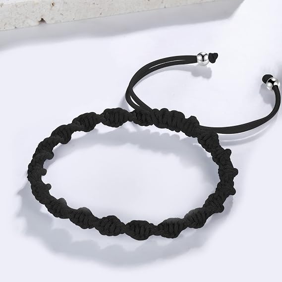 JENDEAR SHINE Bracciale Corda Intrecciata per Le Donne, Bracciale Fatto A Mano con Perline e Nodi, Ragazza Compleanno Amicizia Regalo Fortunato Rosso Nero Gioielli