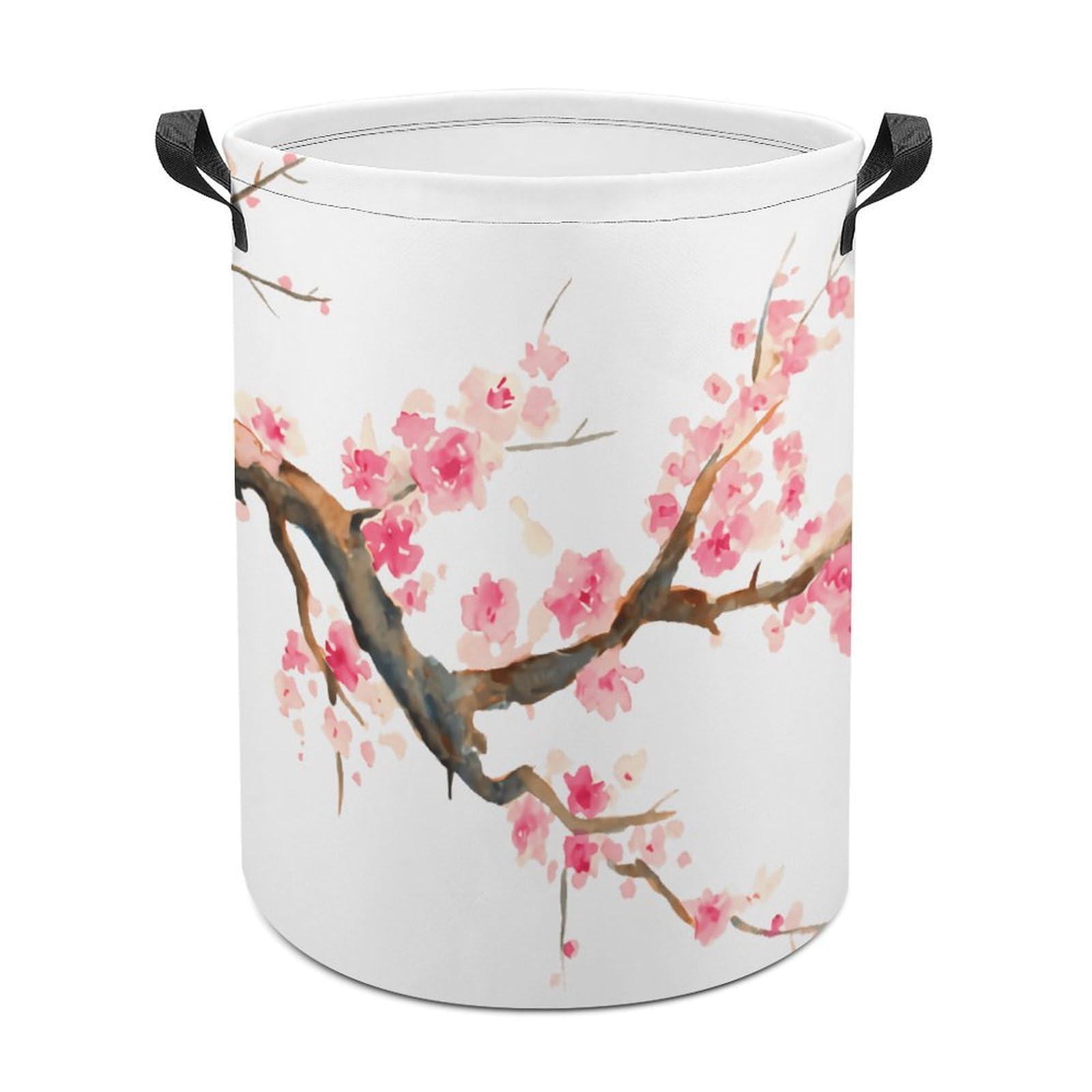 Aqua Pink Cherry Blossom Floral Laundry Basket, Dirty Clothes Basket, Bathroom, Home Decor 44x35cm