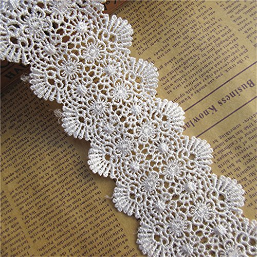 image for Qiuda 2 Yard Polyester Lace Edge Trim Ribbon 6 cm Width Vintage Style 