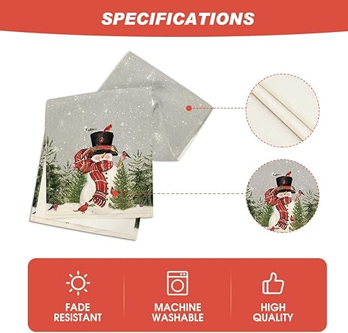 Miniatura 5 de Artoid Mode Camino de mesa de Navidad con diseño de muñeco de nieve, pájaros y árboles, decoración de mesa de comedor para decoración de fiesta en