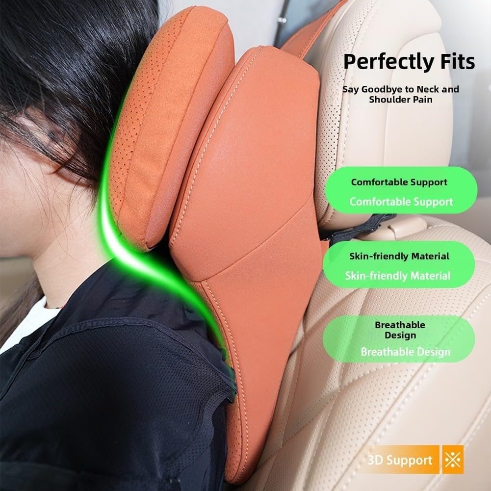 Cojín Cervical Coche Espuma Viscoelástica 2 Piezas Ergonómico(White)