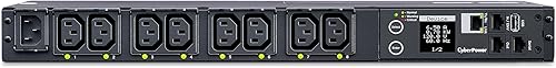 CyberPower PDU41004 PDU conmutada, 100-240V12A, (Derado a 12A UL 10A CE), 8 salidas (C13), entrada (C14) cable de 10 pies, montaje en rack 1U,