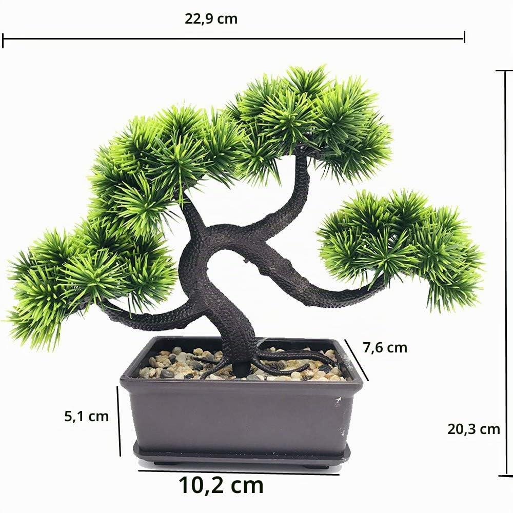 Pini bonsai artificiali Alberi falsi delle piante in vaso Bonsai di cedro giapponese, verde artificiale Decorazioni per la casa da interno desktop, ufficio, soggiorno, cortile Zen Garden-2Pcs