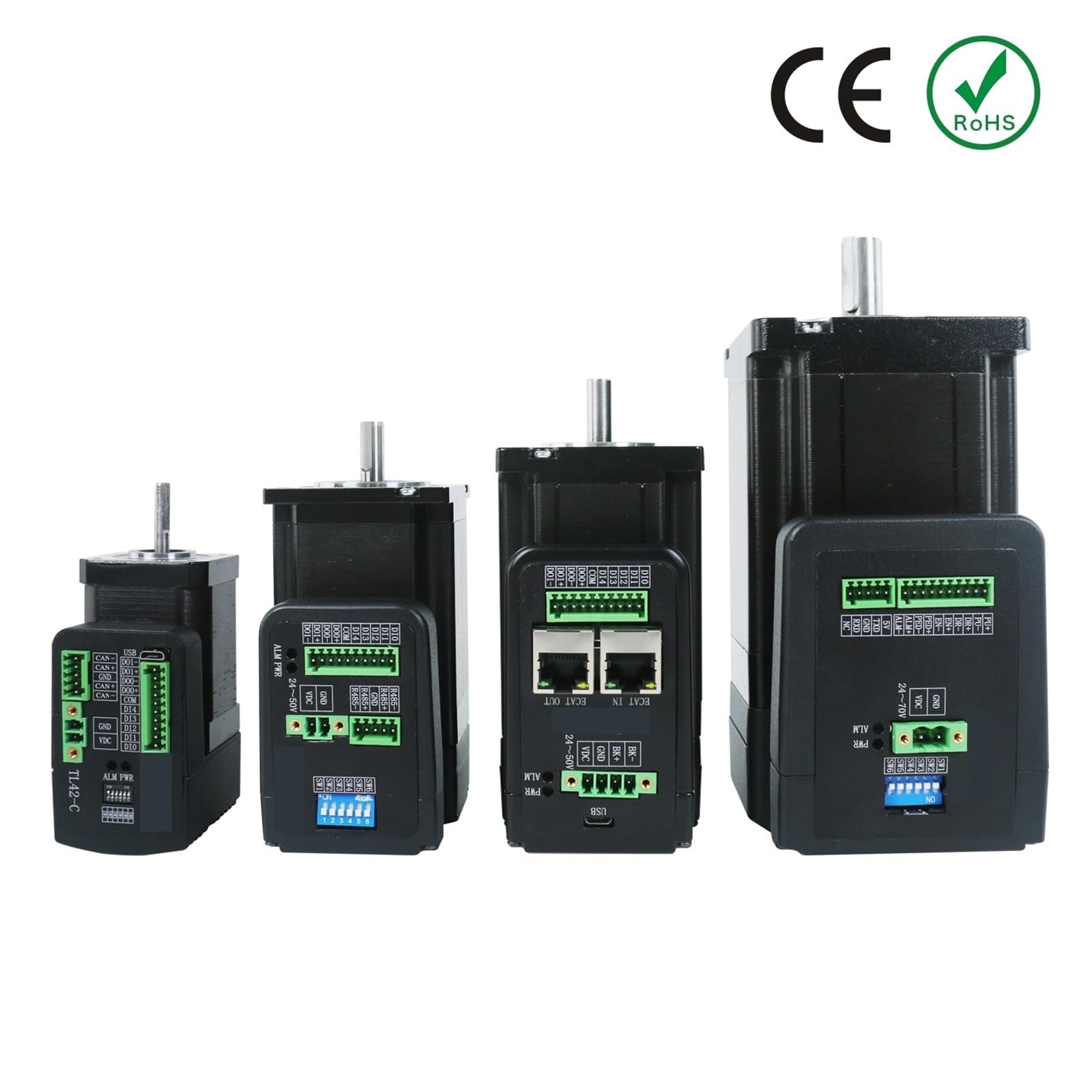 24V 2.5A 0.4N.m/0.8N.m Small Stepper Electronic Starter 2Phase Nema17 Open Loop Integrated Stepper Motors Driver for Robot Machine(Nema17 0.4Nm 5mm,CANopen Model)