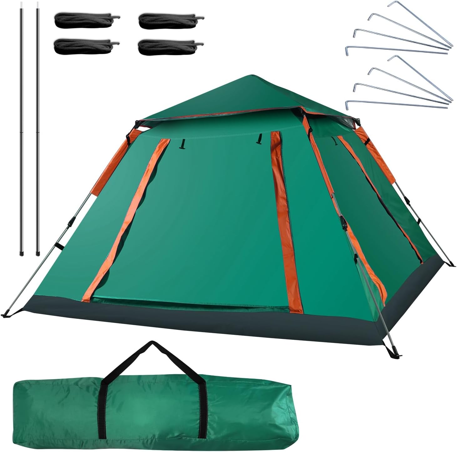 4 Person Pop Up Tent for Camping - Waterproof & Windproof Instant Setup Camping Tent with 2 Nets Windows, Ideal for Family Camping, Hiking & Traveling, Outdoor Adventures