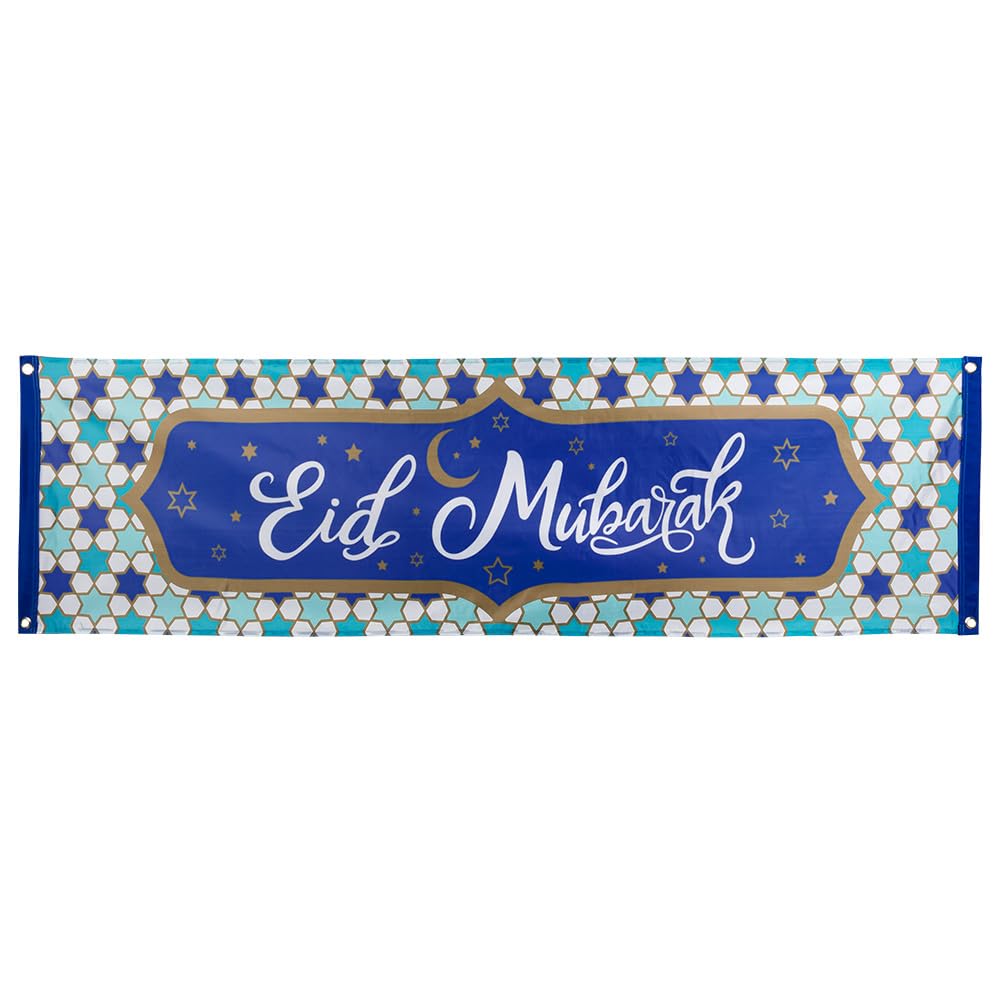Boland 50920 - Banner Eid Mubarak, Length 50 x 180 cm, Party Decoration, Ramadan, Hanging Decoration
