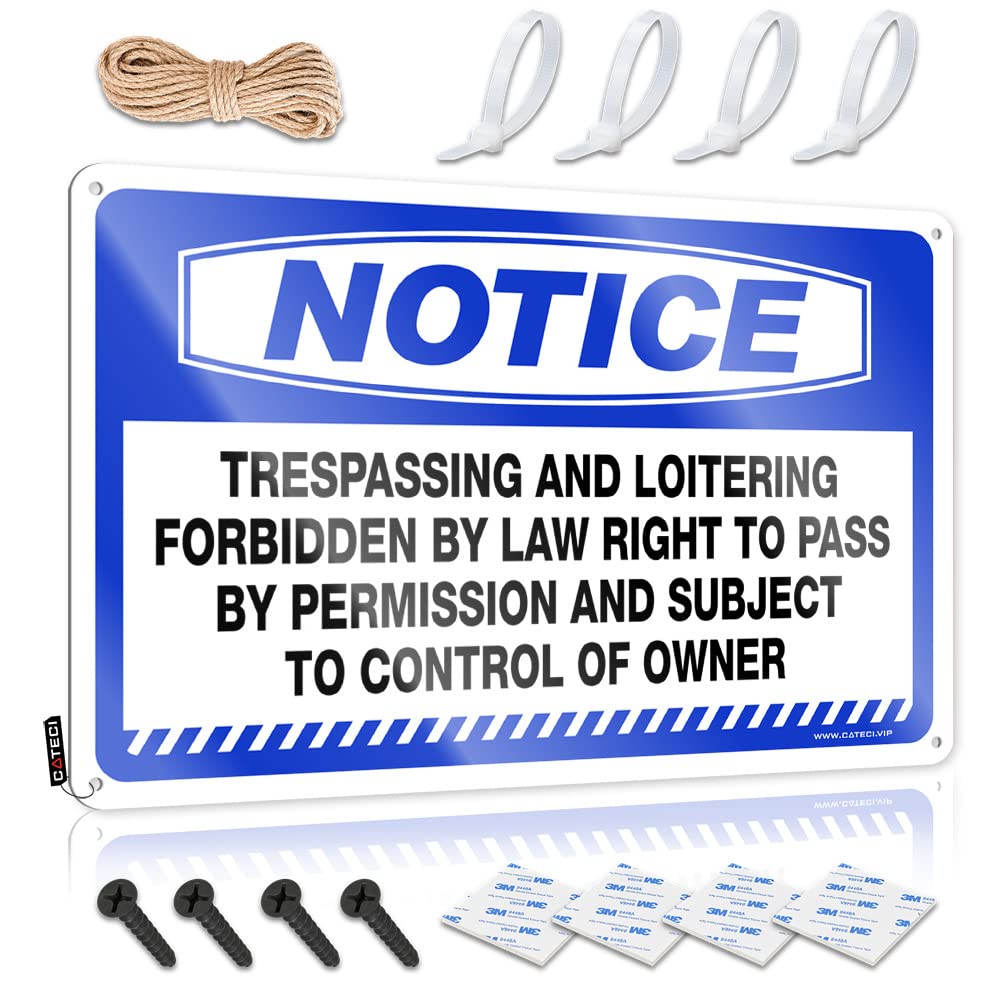 Tin Sign Wall Decor Notice Trespassing And Loitering Forbidden By Law Tin Sign Funny Metal Tin Sign For Bar Mens Room Sign(30X40CM)
