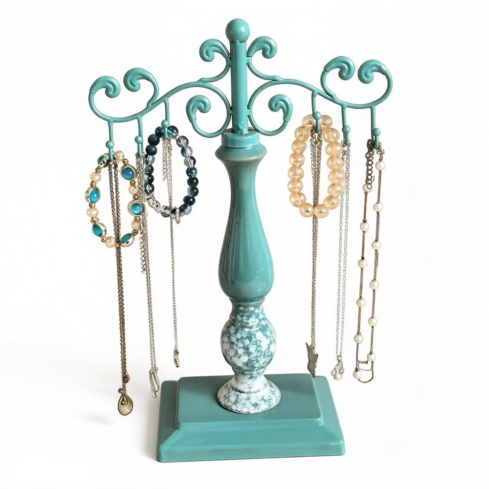 XUJUAN-0227 Jewelry Holder Vintage Ceramic Iron Jewelry Stand Desktop