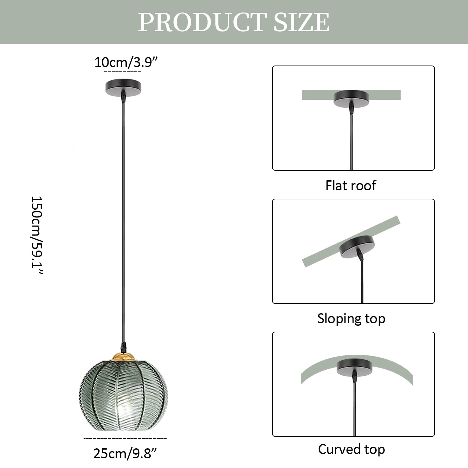 Genérico Lámpara Colte De Cristal De Estilo Industrial, Cable Ajustable, Casquillo E27, Pantalla Gruesa con Luz Suave, Ideal para Salón Y Dormitorio (One)
