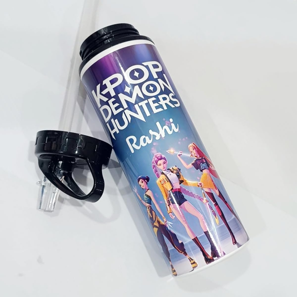 Customized Sipper Water Bottles with Name Printed 750 ML, Gifts for Girls & Kids, Customised Name Bottle for Birthdays, Pink, Puple & Blue (Set of 1)