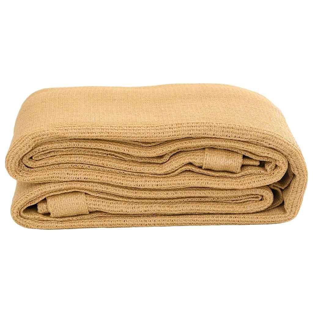Zeltteppich Sandfarbe 400 x 400 cm HDPE wetterbeständig und atmungsaktiv mit Ösen für Zelt, Wohnwagenmarkise, Terrasse, Camping, Wandern, Outdoor und Trekking