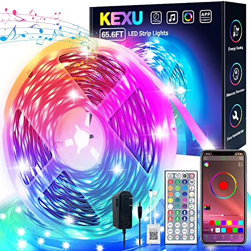 65.6 ft Led Lights for Bedroom KEXU Led Strip Lights Led Light Strips with App Music Sync Lights for Bedroom Led Lights for Room Decoration