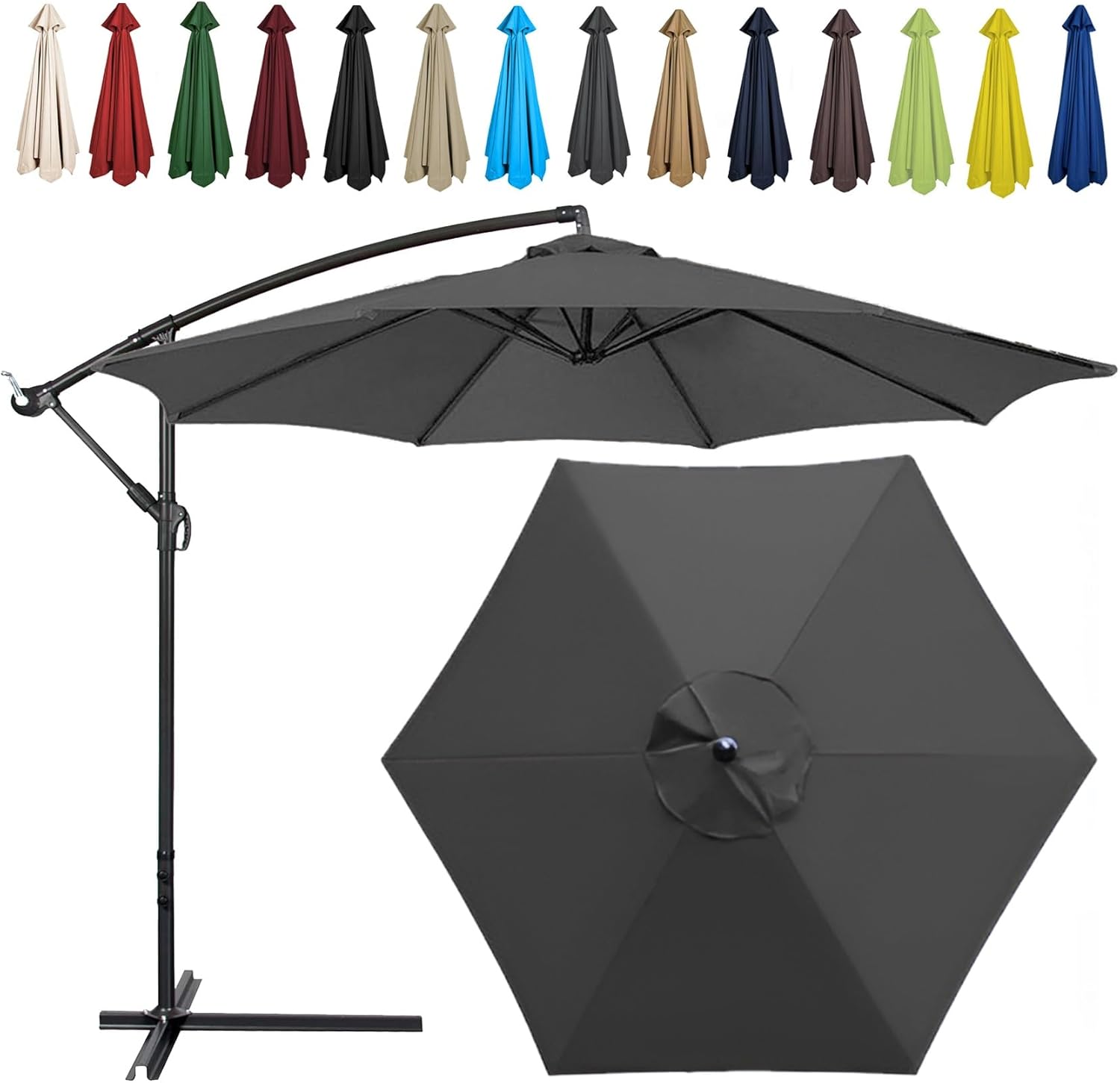 Patio Umbrella Replacement Canopy Square Cantilever Top Cover Outdoor,Replacement Canopy for Umbrella, 2M/2.7M/300CM, 6/8 Ribs, Outdoor Shade Fabric, Sun Shelter Cover, Easy Install, Weather