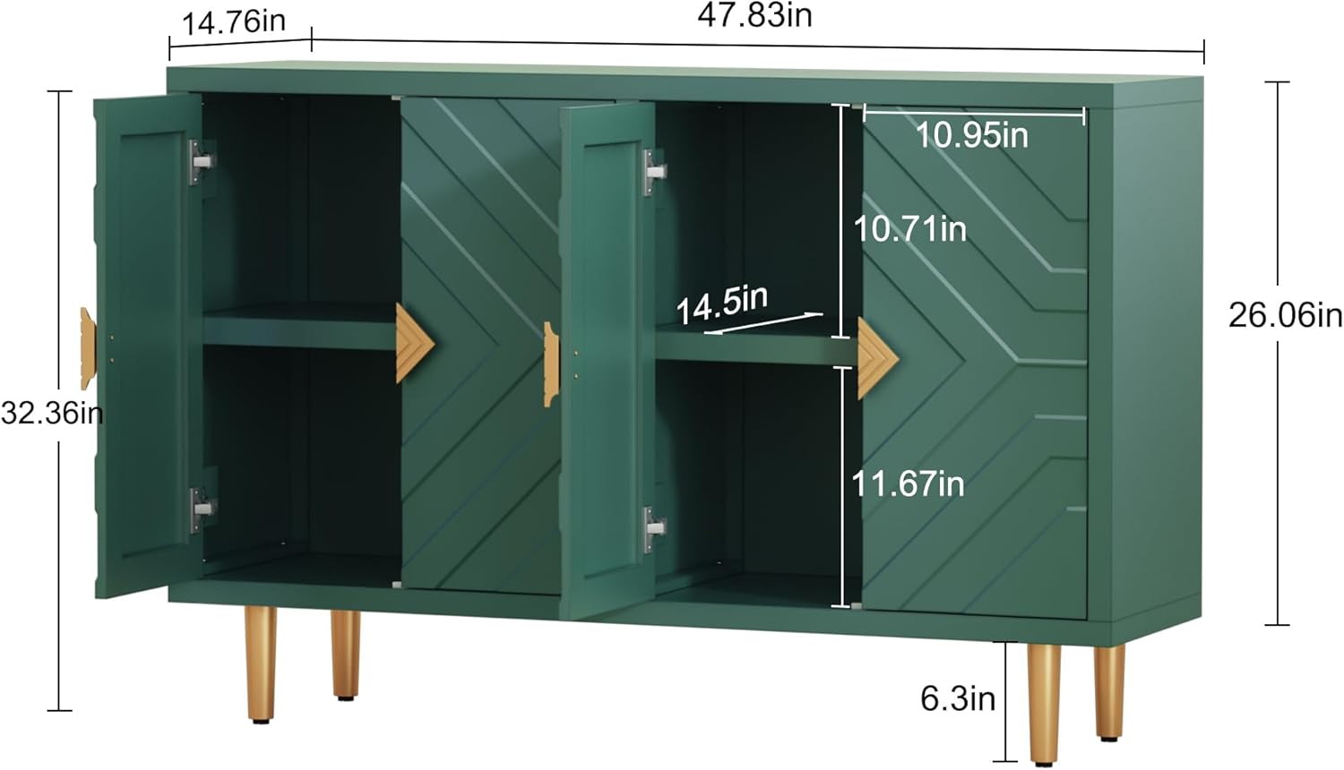 Dimensions of HLR 48 inch Accent Cabinet