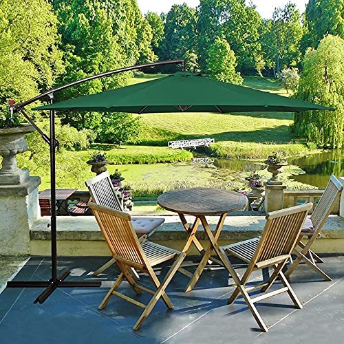 Qdy -3M/10Ft Garden Banana Parasol, Patio Cantilever Umbrella, Outdoor Hanging Sun Shade Canopy With Crank Handle & Height Adjustable For Garden Backyard Pool,3 Green #TOP6