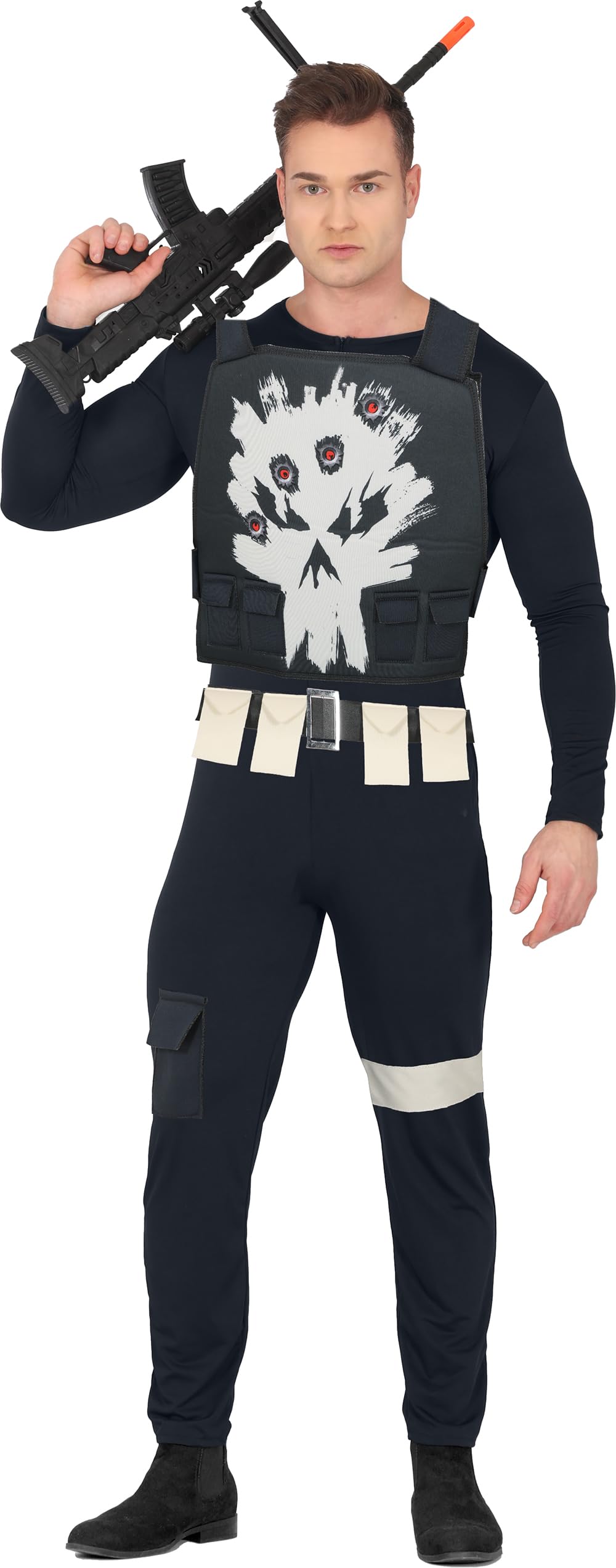 FIESTAS GUIRCA | The Revenger Adult Fancy Dress Costume (38-40/M) - Waistcoat, Belt and Jumpsuit - Superhero, Villain and Military Costumes for Halloween and Fancy Dress Parties - Man - Blue and White