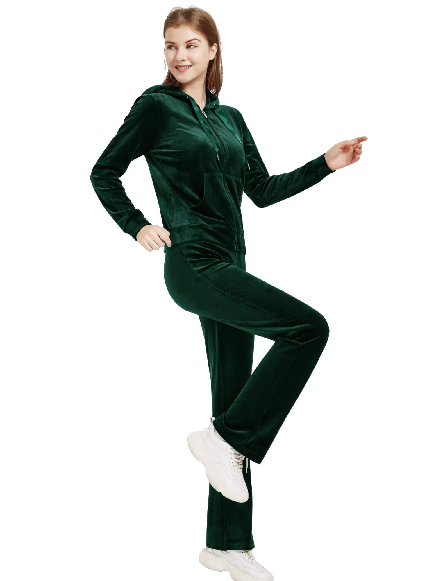 Woolicity Tuta Sportiva Donna in Velluto Completi Felpa con Cappuccio Pantaloni Jogging Invernale Passeggiata Casual Pigiama Ginnastica