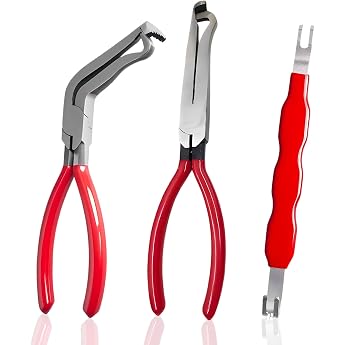 3-Piece Release Tool Car Plug Set Electric Plug Remover Red Handle Lever Bar for Car Repair and Maintenance